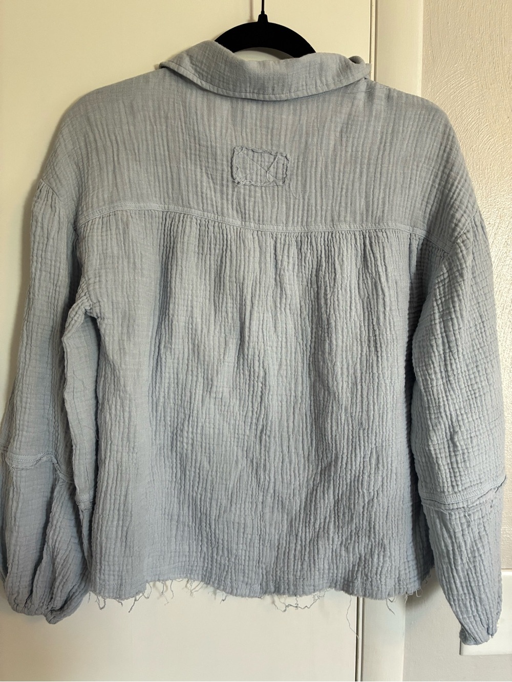Light Blue 100% Cotton Gauze Boutique Minimalist Top - Picture 8 of 9